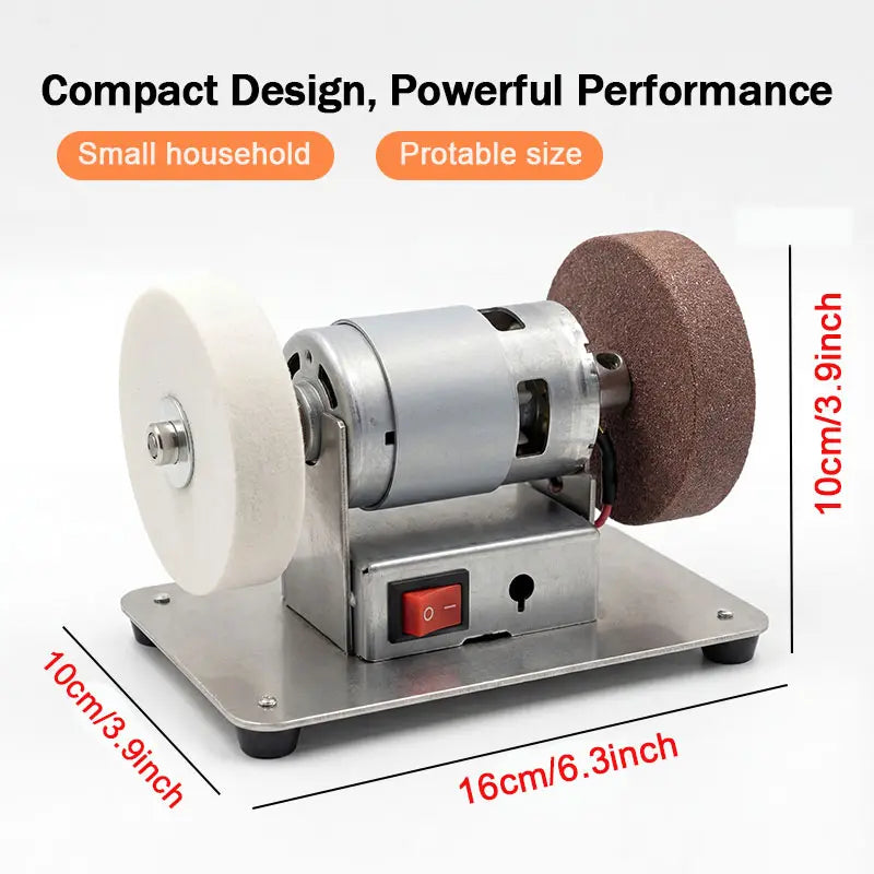 100W Mini Bench Grinder with Dual Wheels – 12 Speeds, 3,000–6,000 RPM