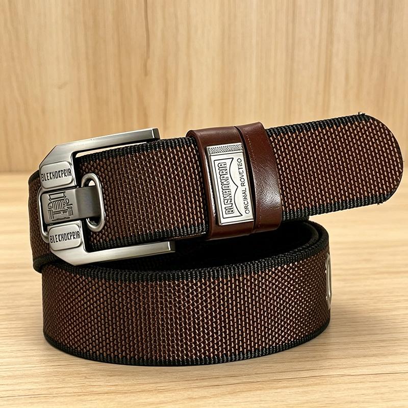 Unisex Eyelet-Free Adjustable Waist Belt with Square Alloy Buckle