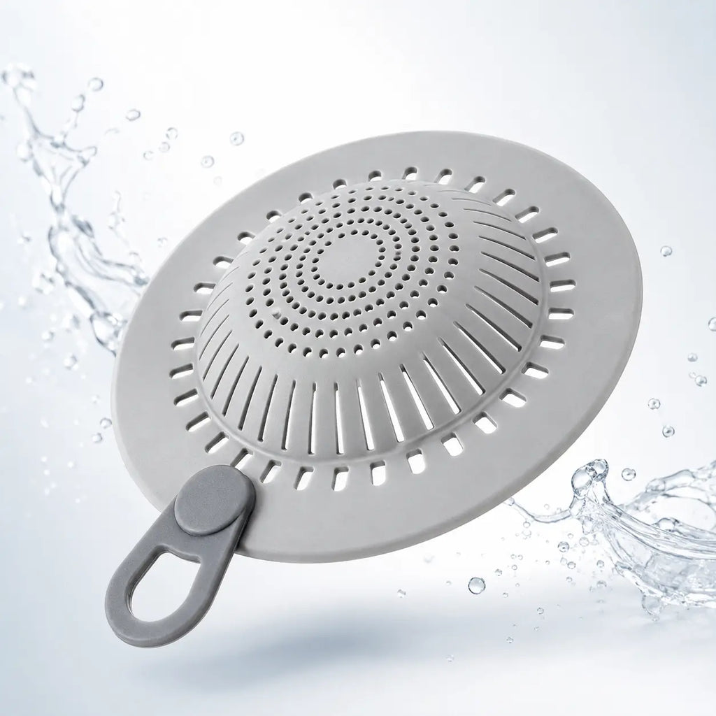 Flexible Silicone Drain Hair Catcher with Lift Handle for Shower, Bathtub, Bathroom Sink & Utility Sink