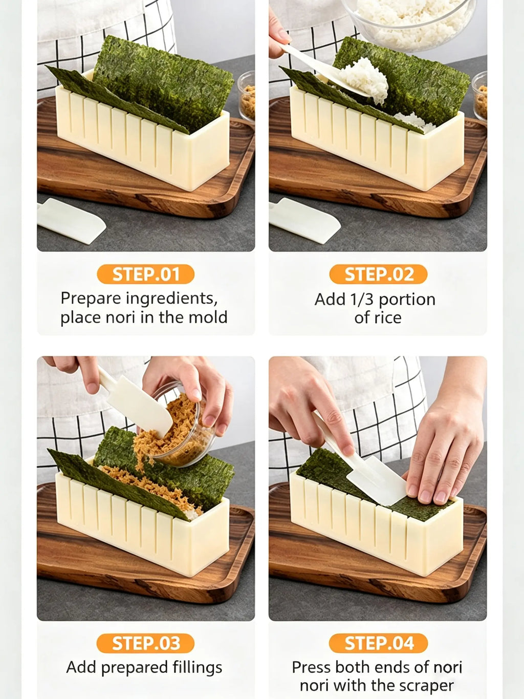 Sushi Mold Set with Cutting Guides