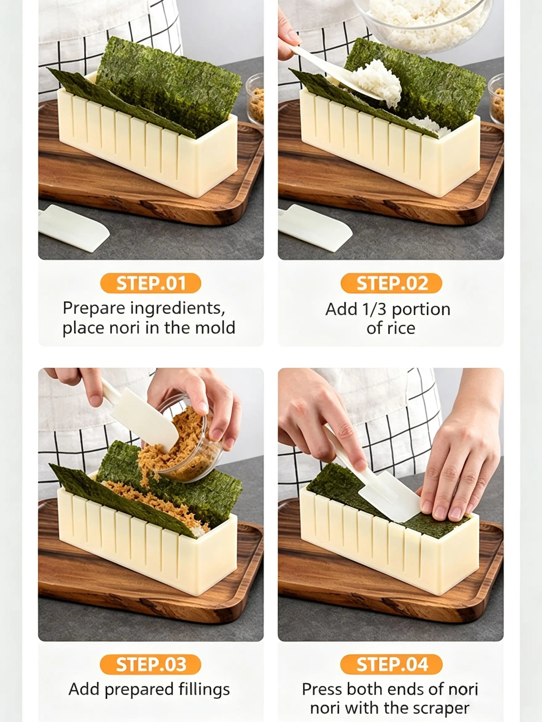 Sushi Mold Set with Cutting Guides