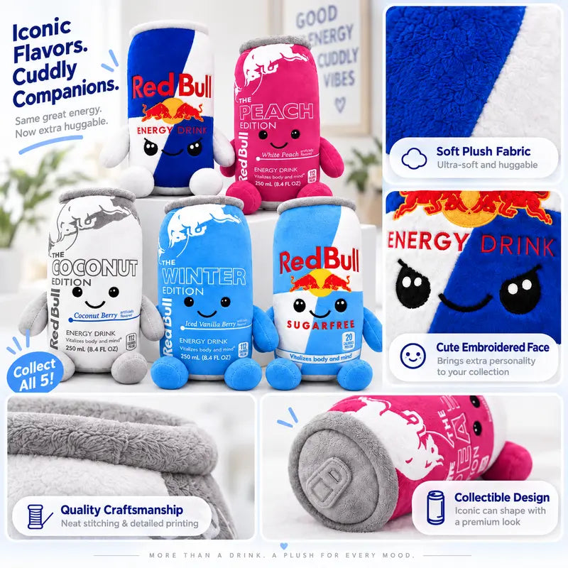 Energy Drink Can Plush Toy  5 Styles Available, 8.7 in Cute Soft Stuffed Doll, Sold Individually, Desk & Room Decor