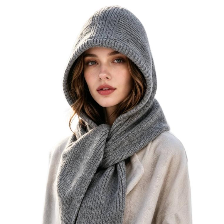 Women’s Knitted Hooded Scarf with Ear & Neck Coverage