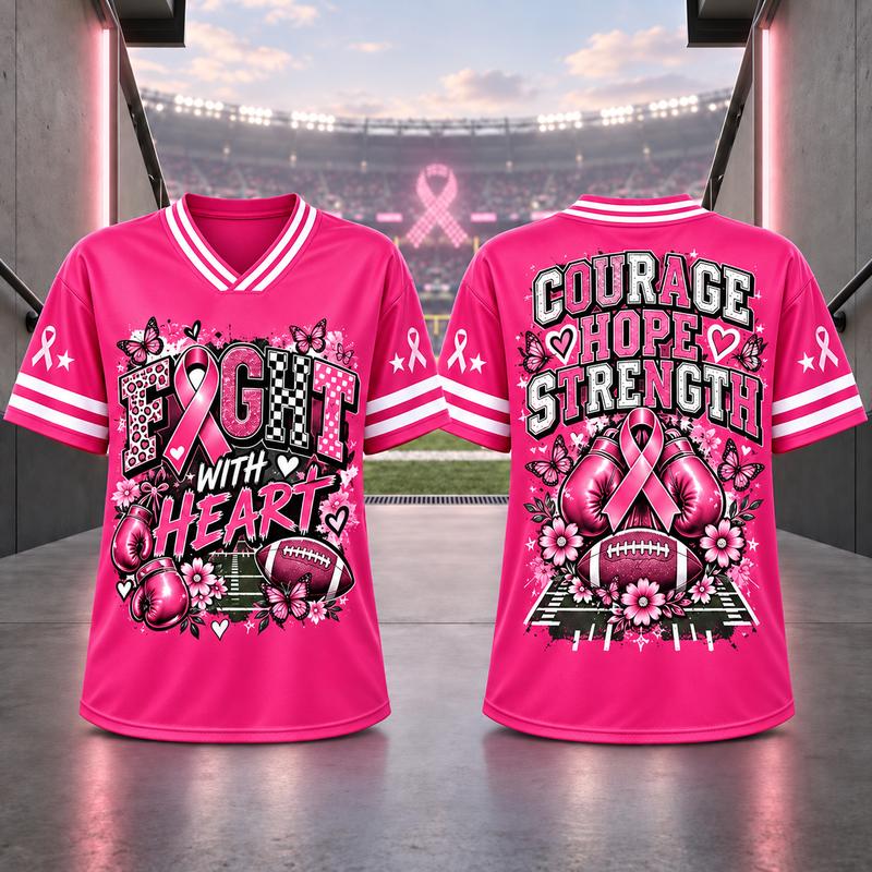 Unisex Pink Ribbon Breast Cancer Awareness Football Jersey