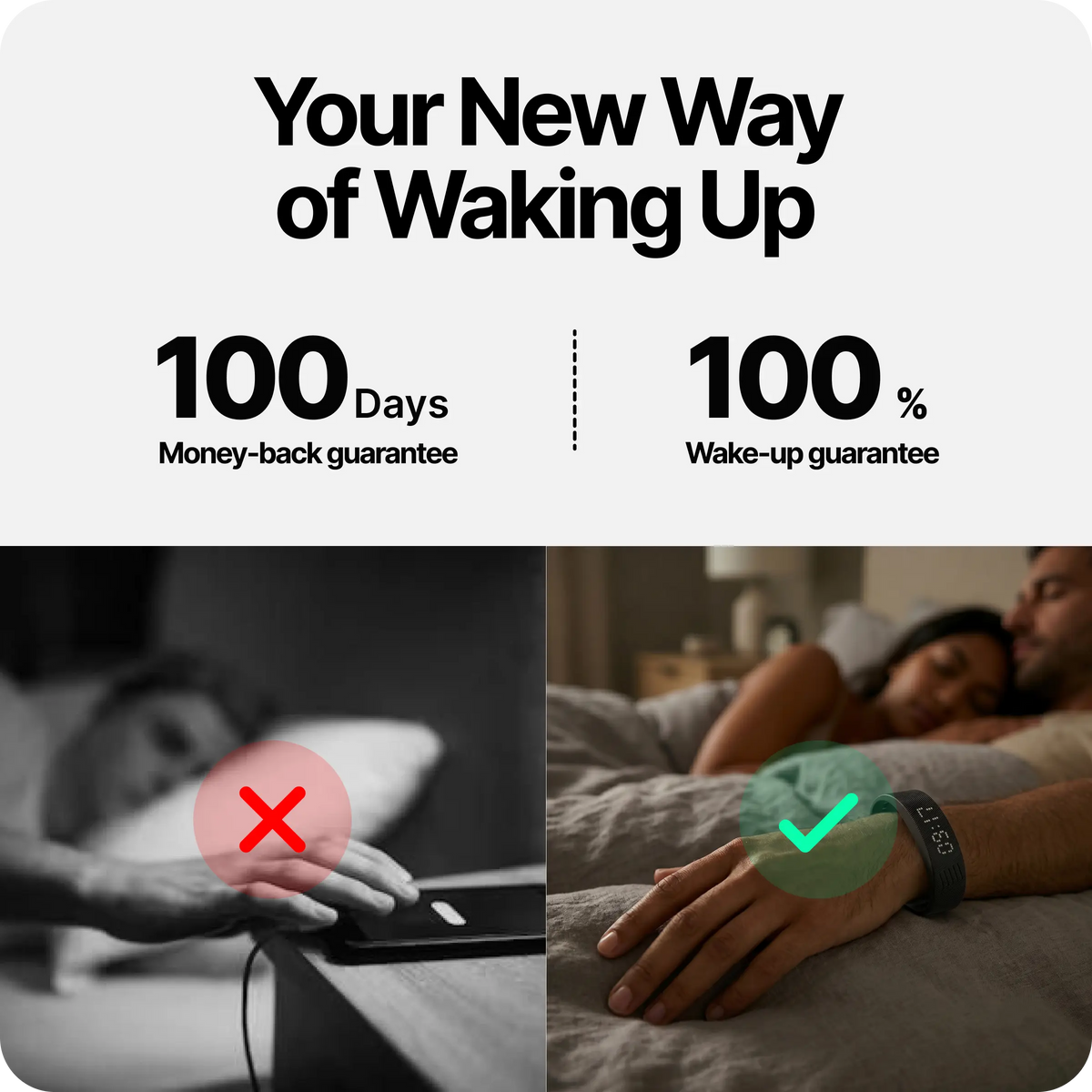Onyx Silent Vibrating Wrist Alarm Clock – 3 Alarms, 2 Vibration Levels, 14+ Day Battery