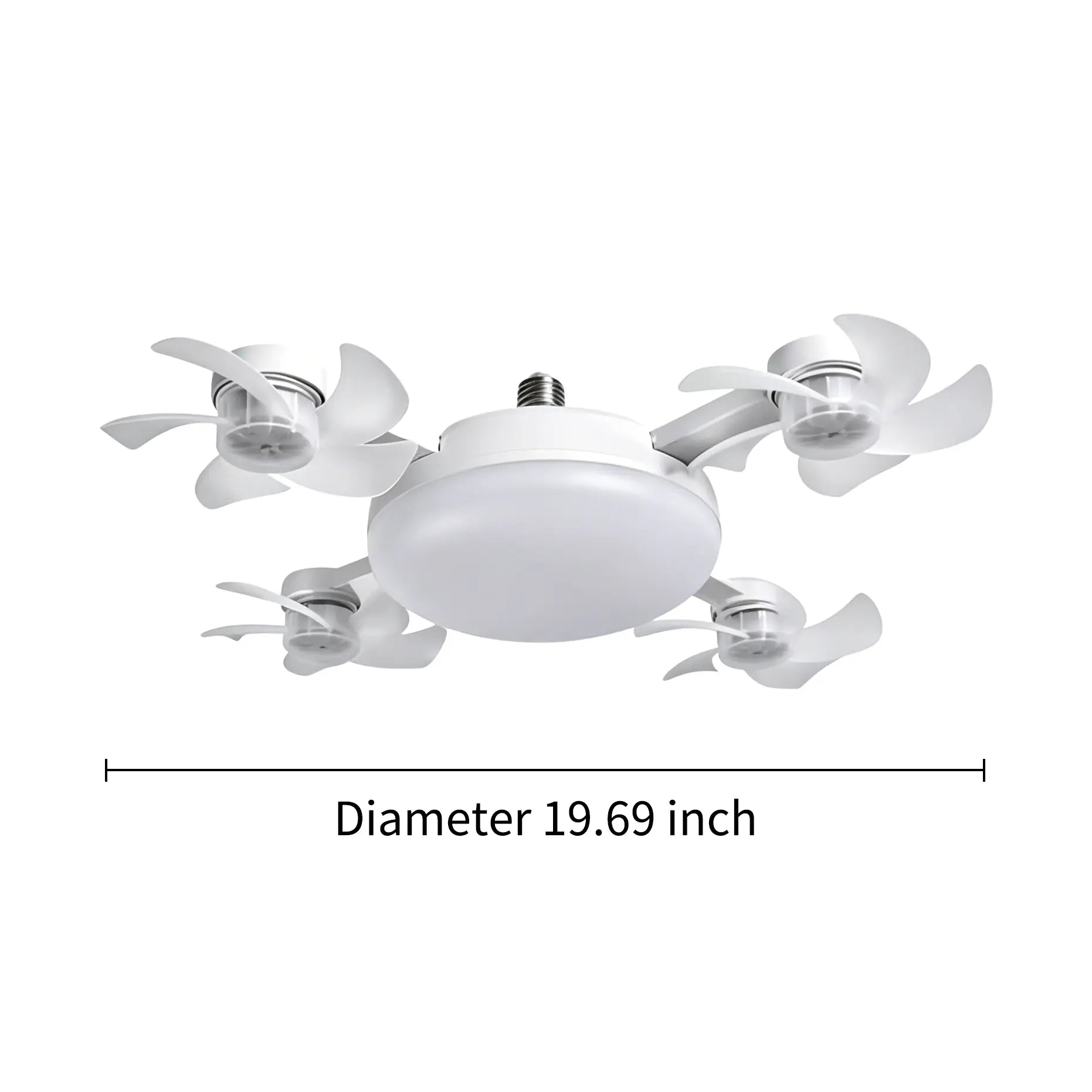 Screw-In E27 Socket Ceiling Fan Light - Silent Multi-Fan LED Combo with Remote