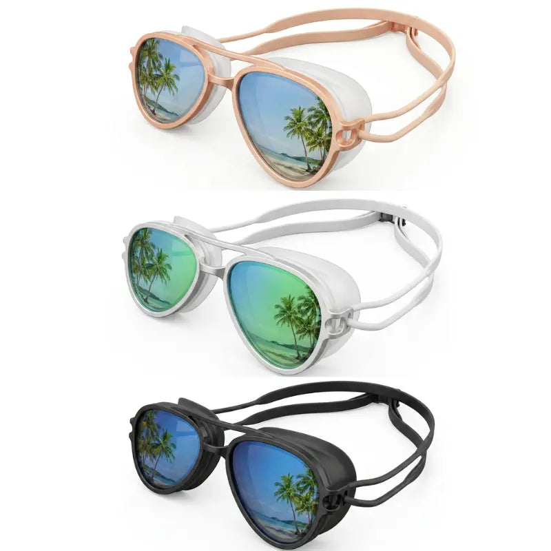 Yeomoo Retro Aviator Swimming Goggles for Adults, Anti-Fog Leakproof UV Protection, Adjustable Strap with Case - Stylish Pool & Beach Goggles for Women/Men
