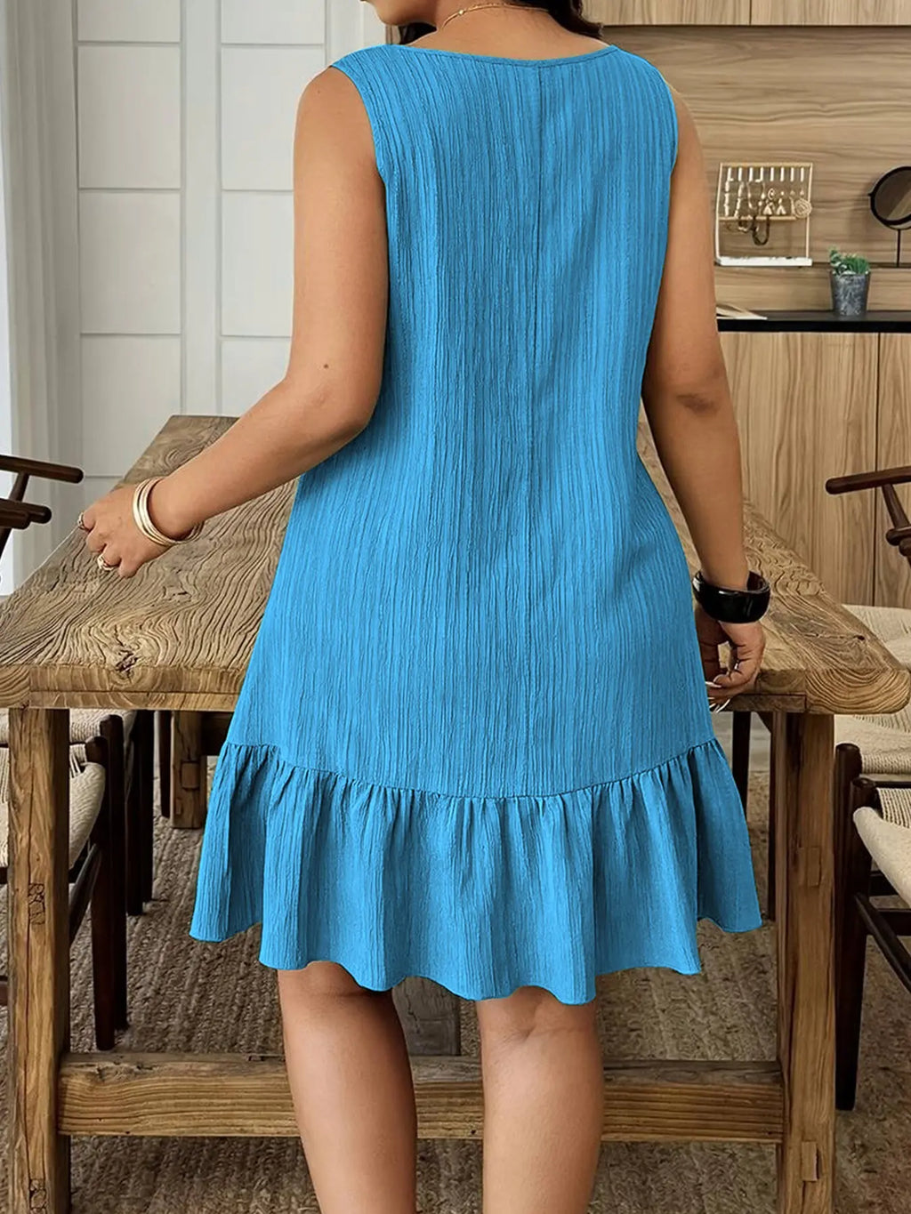 Women's Sleeveless Asymmetrical Neck Dress, French Chic Casual Sundress for Office, Vacation & Everyday Summer Wear