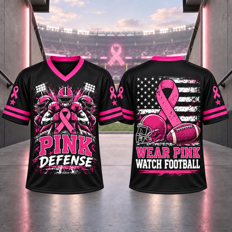 Unisex Pink Ribbon Breast Cancer Awareness Football Jersey