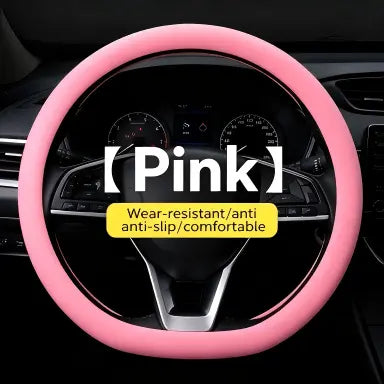 Universal Silicone Steering Wheel Cover with Non-Slip Soft Grip, Breathable Lychee Texture for All-Season Driving