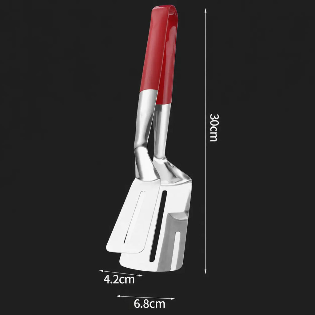 Multi-Functional Stainless Steel Steak Spatula Clamp, Kitchen Cooking Tongs for Fried Steak, Grill & Frying Pan Use