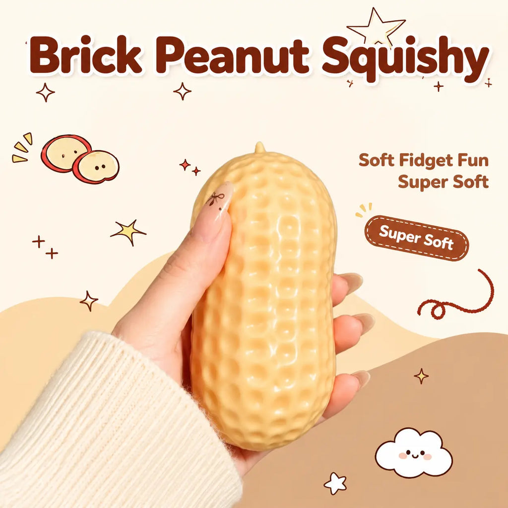 Crunchy Sound Peanut Squishy Toy, Soft Sensory Stress Relief Fidget Toy for Teens, Adults, Desk Relaxation & Party Gifts