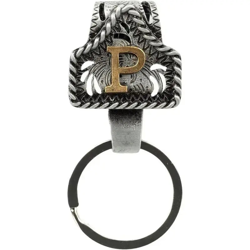 Western Cow Tag Initial Keychain - Handmade Copper Letter