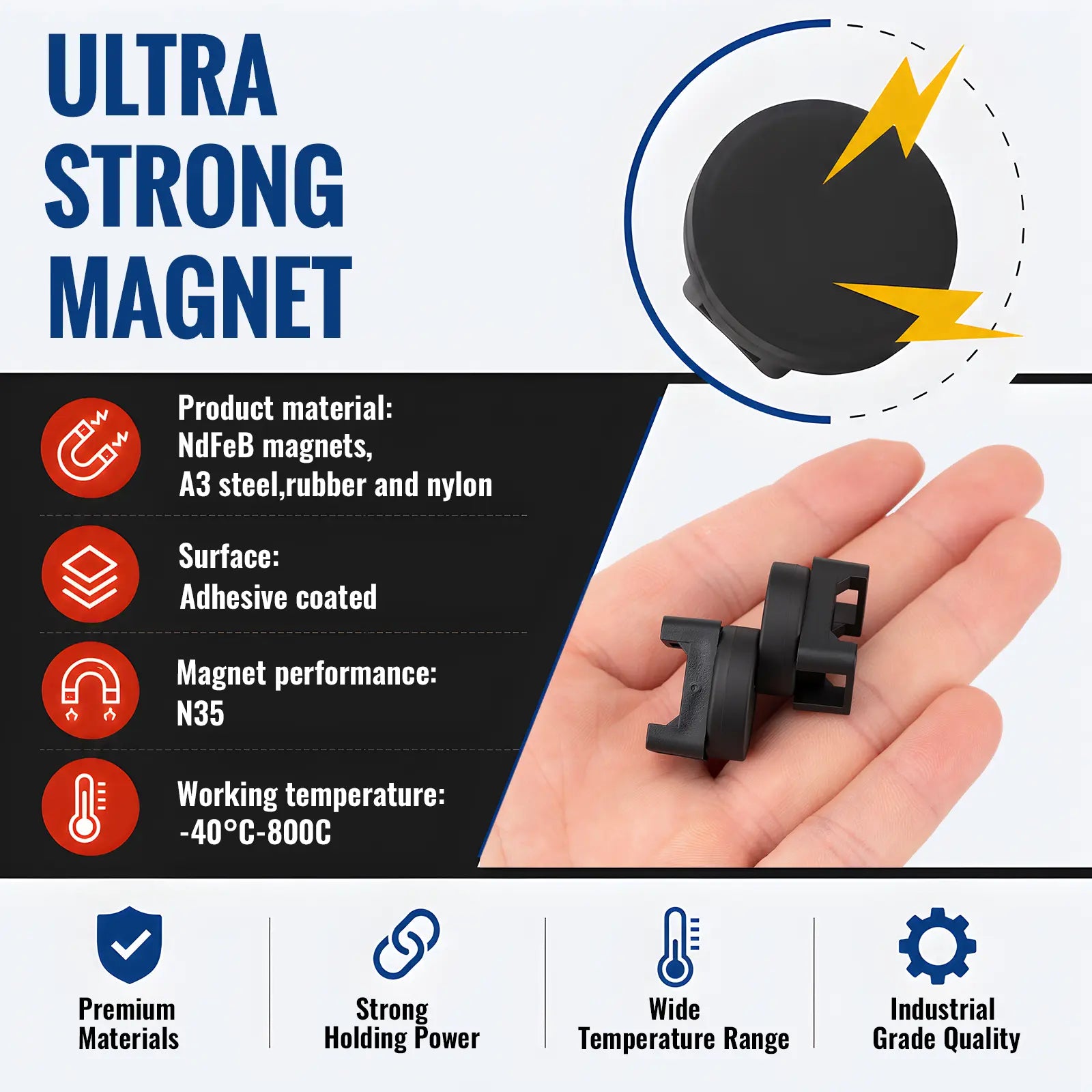 22mm Magnetic Cable Tie Mounts, 22lbs Strong Wire Holders for Home, Office, Marine & Electrical Cable Management