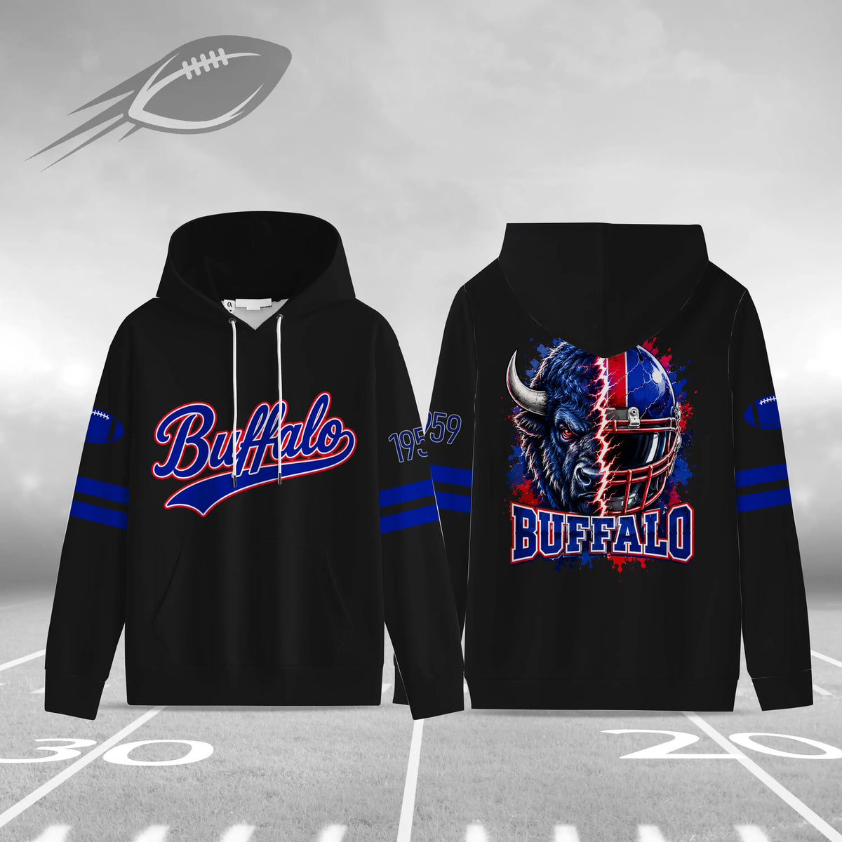 Unisex Football City Graphic Pullover Hoodie