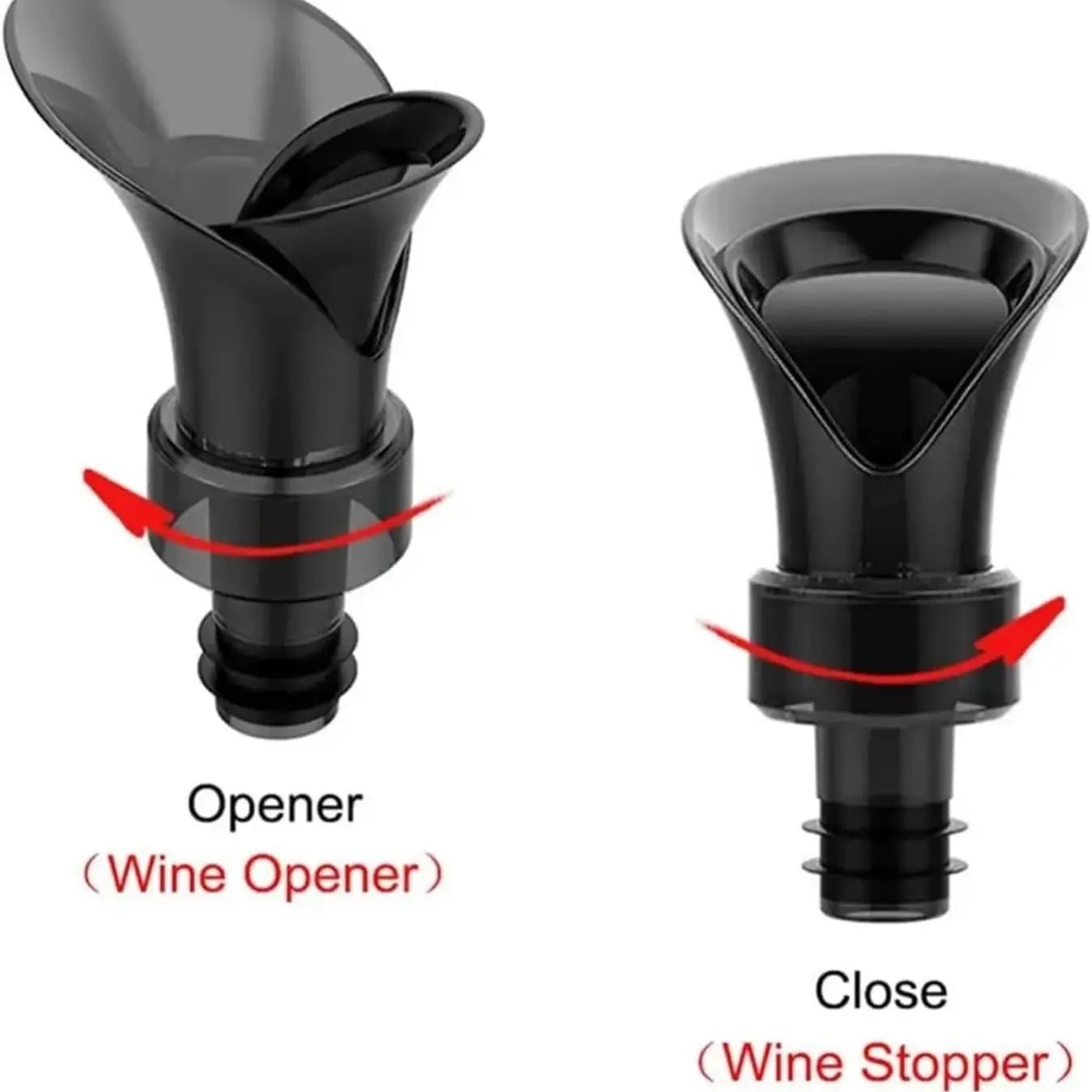 2-Pack , 2-in-1 Petal Wine Cork , No Drip and No Spill Aerator for Wine Lovers, Gift Box Included - Black