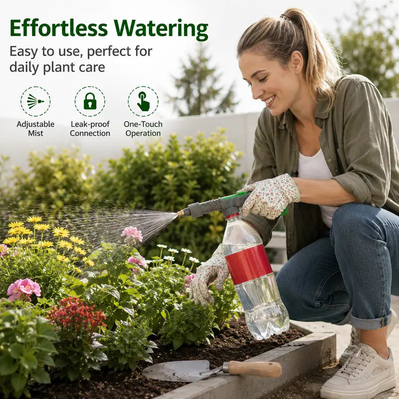 1 Count Manual Pressure Sprayer Nozzle, Adjustable Mist and Jet Mode Anti-slip Handle for Household and Garden Plant Watering