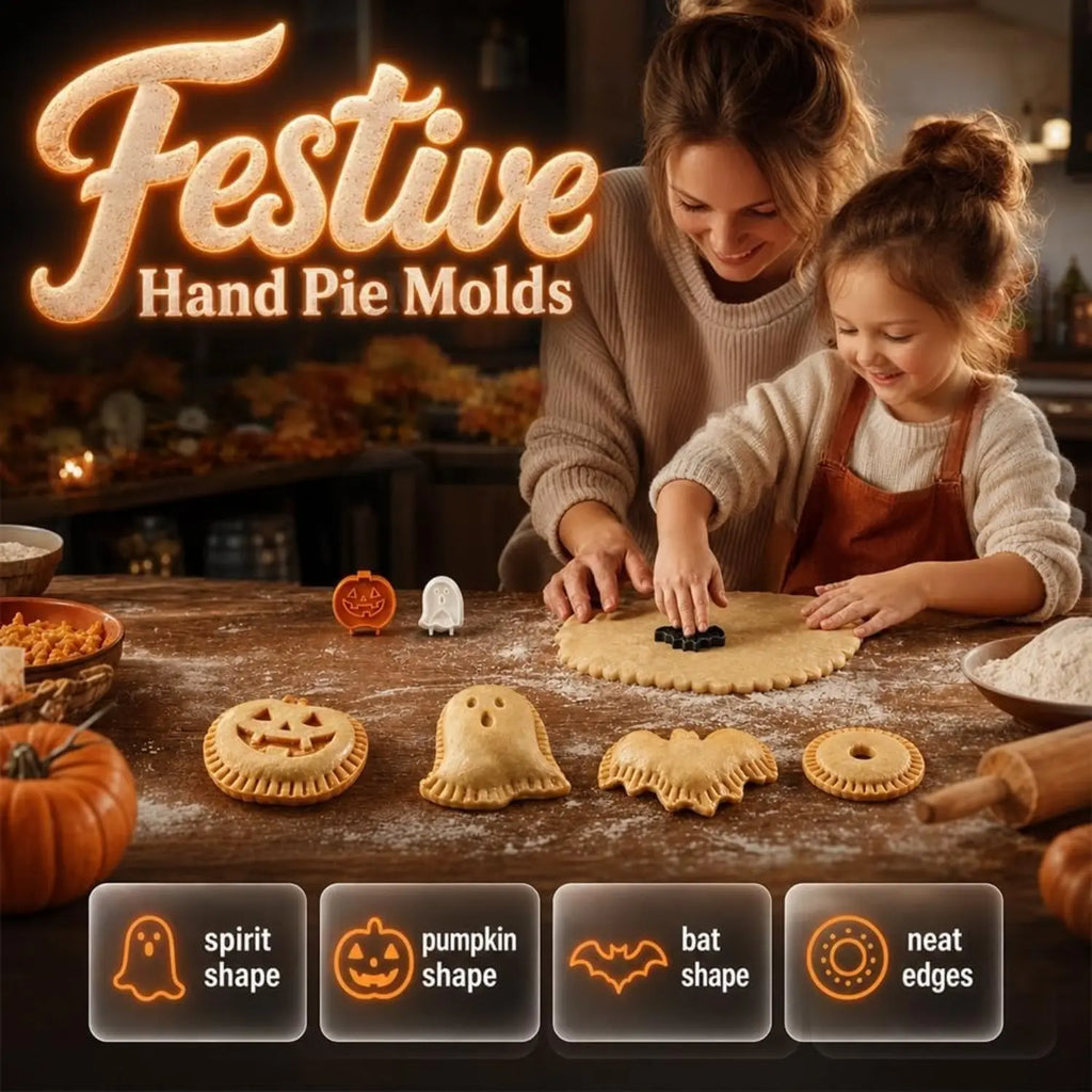 3-Pack Halloween Press-and-Seal Hand Pie Molds – Pumpkin, Ghost & Bat