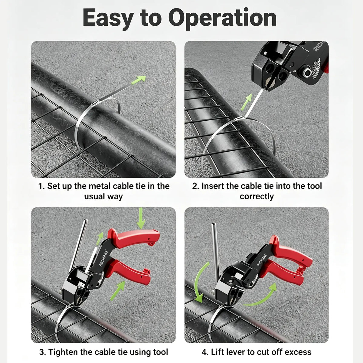 304 Stainless Steel Cable Tie Tensioning Kit with 11.8-Inch Ties