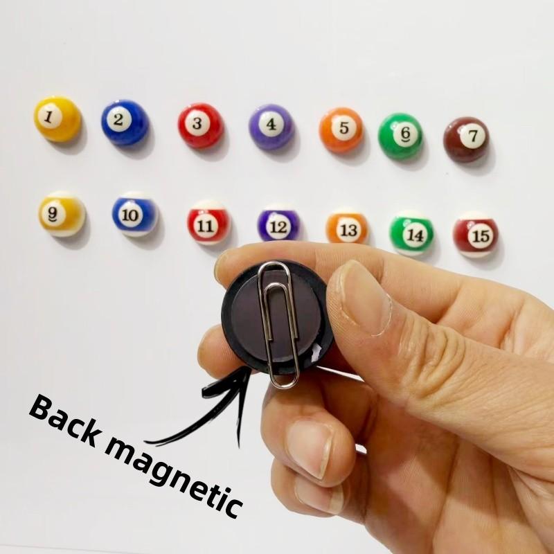 15-Piece Retro Billiard Ball Refrigerator Magnet Set