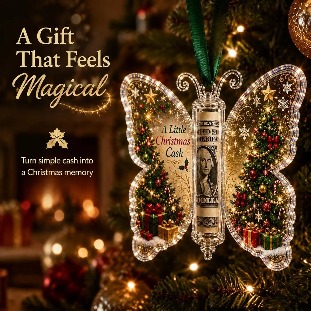 5-Piece Butterfly Acrylic Christmas Cash Gift Ornament Set