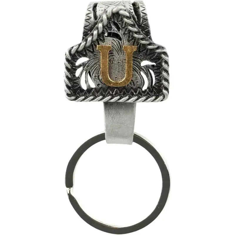 Western Cow Tag Initial Keychain - Handmade Copper Letter