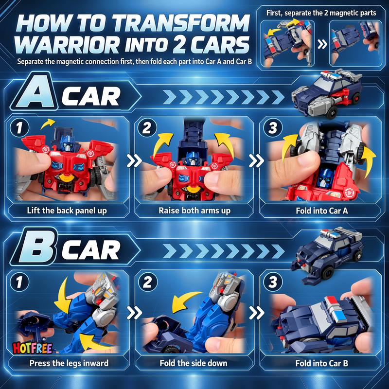 Hotfree 2-in-1 Collision-Transforming Magnetic Car Robot Toy