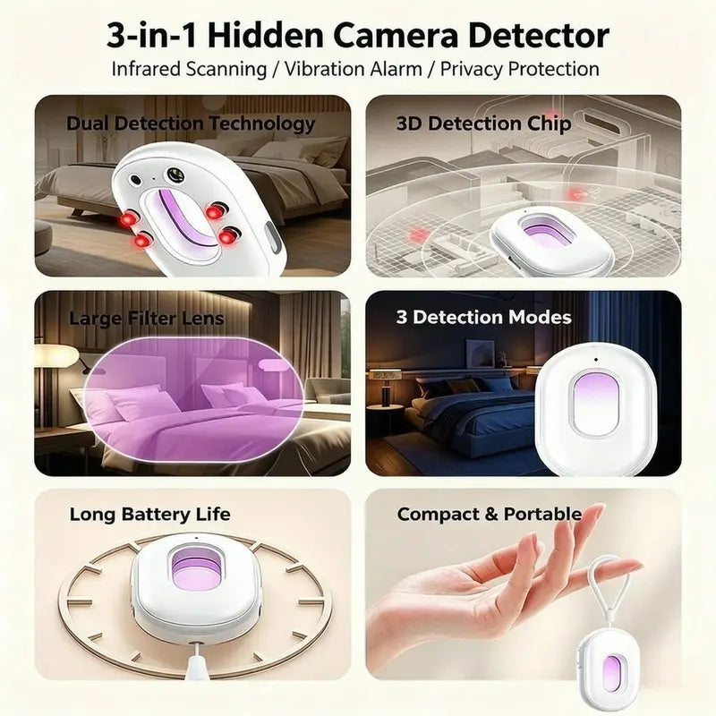 3-Mode Infrared Hidden Camera Detector with Sound & Vibration Alerts