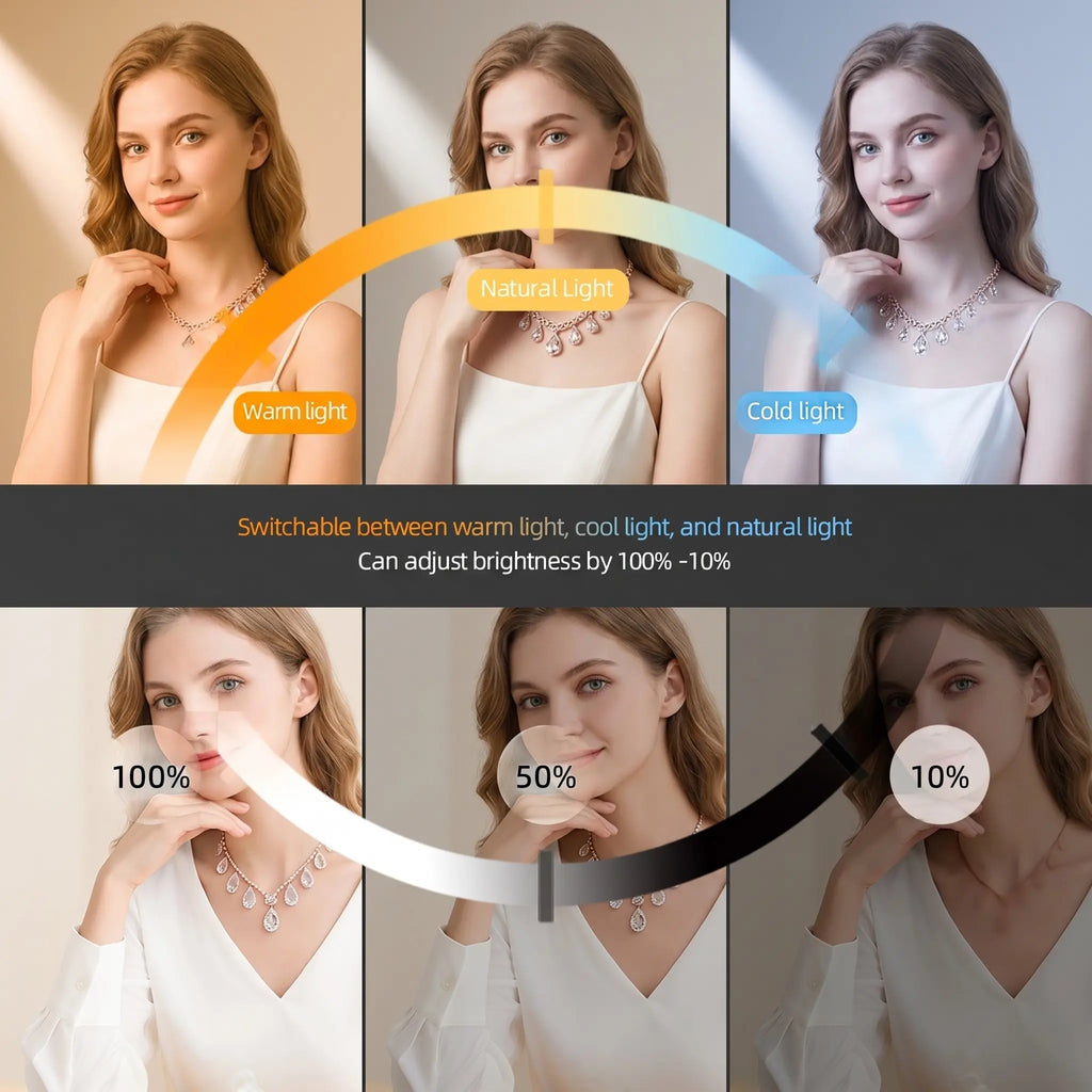 Summervibes MagSafe Magnetic Mirror Selfie Light , 360° LED Ring Light, Portable Rechargeable with Mirror & Phone Stand, 3 Light Modes, Adjustable Brightness, Compact Makeup Mirror