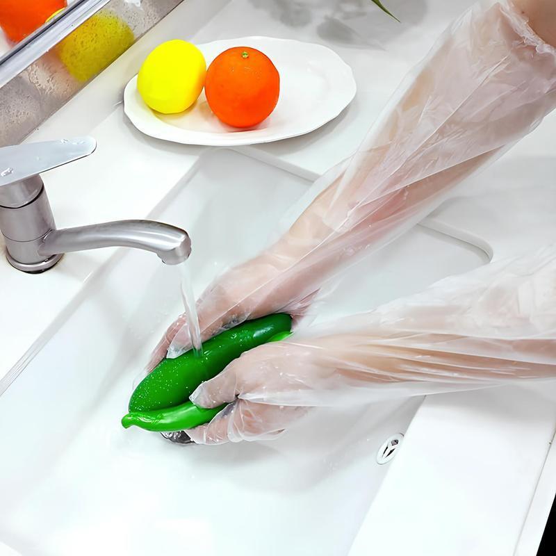 Disposable 23.6-Inch Long-Arm Cleaning Gloves with Elastic Cuffs
