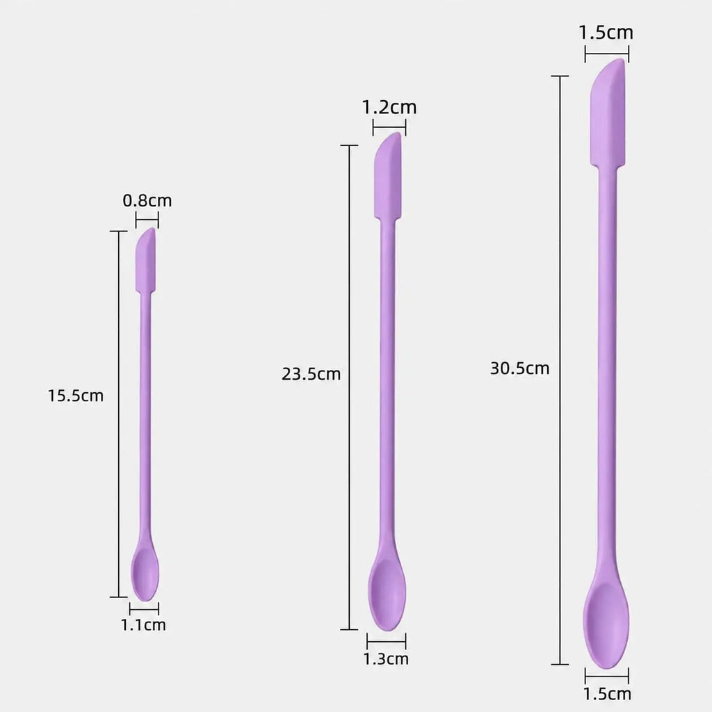 3-Pack Mini Silicone Makeup Spatulas for Foundation, Cream, Lotion, Jar Scraping & Cosmetic Use