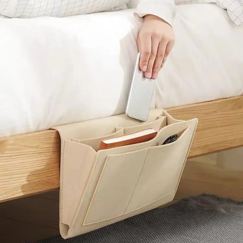5-Pocket Felt Bedside Caddy – Beige