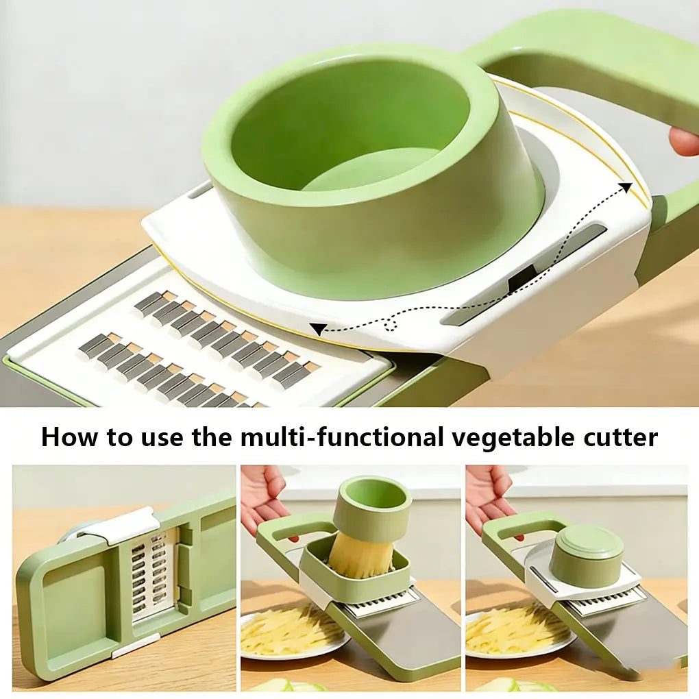 Adjustable Stainless Steel Vegetable Slicer with Multiple Cutting Styles, Comfortable Handle & Easy-Clean Design