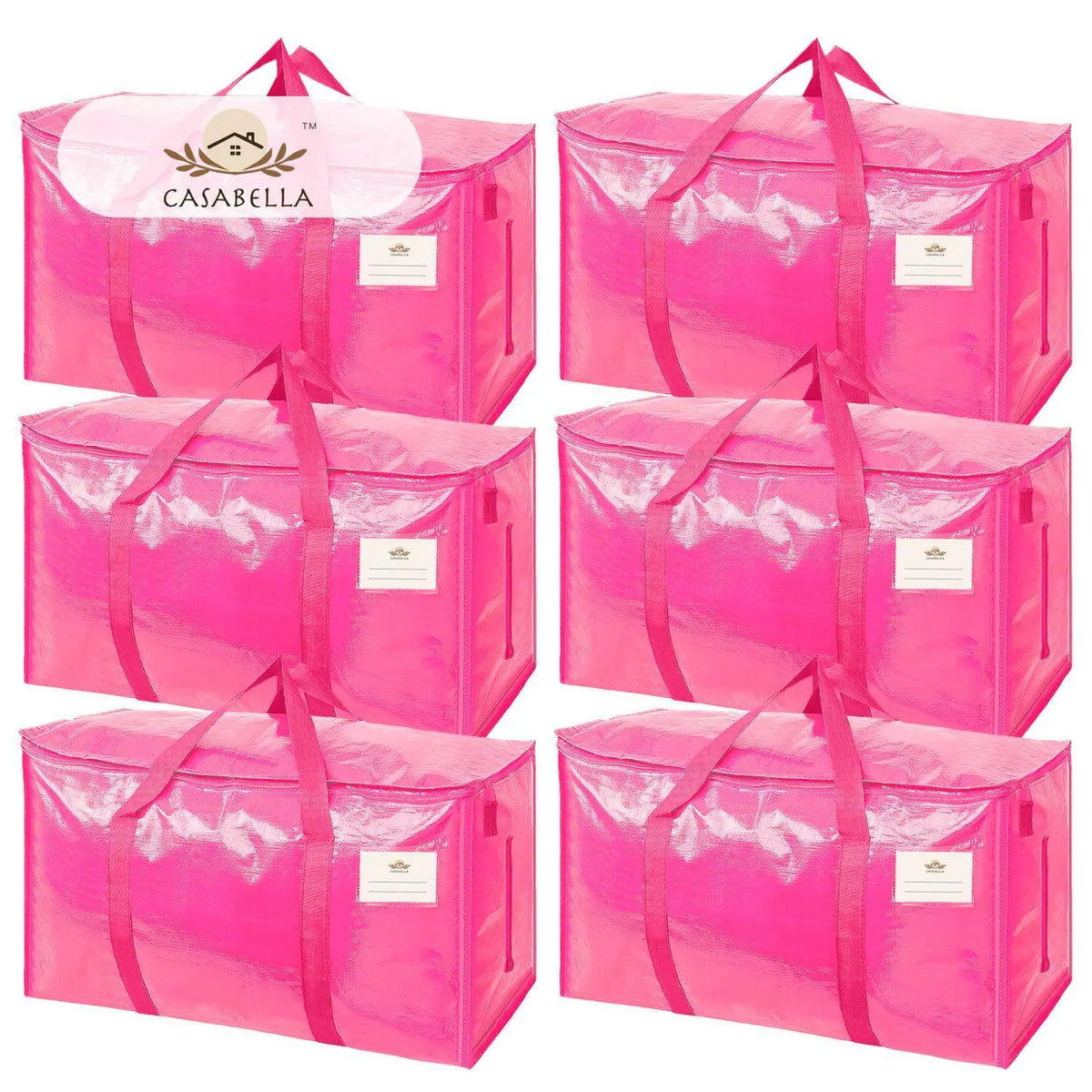 24 Gallon Extra Large Foldable Storage Bag with Handles, Zipper & Tag Pocket for Moving, Camping, Travel & Organization