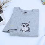 Personalized Cat Dad Shirt with Cat Portrait, Embroidered Gift for Proud Cat Dad