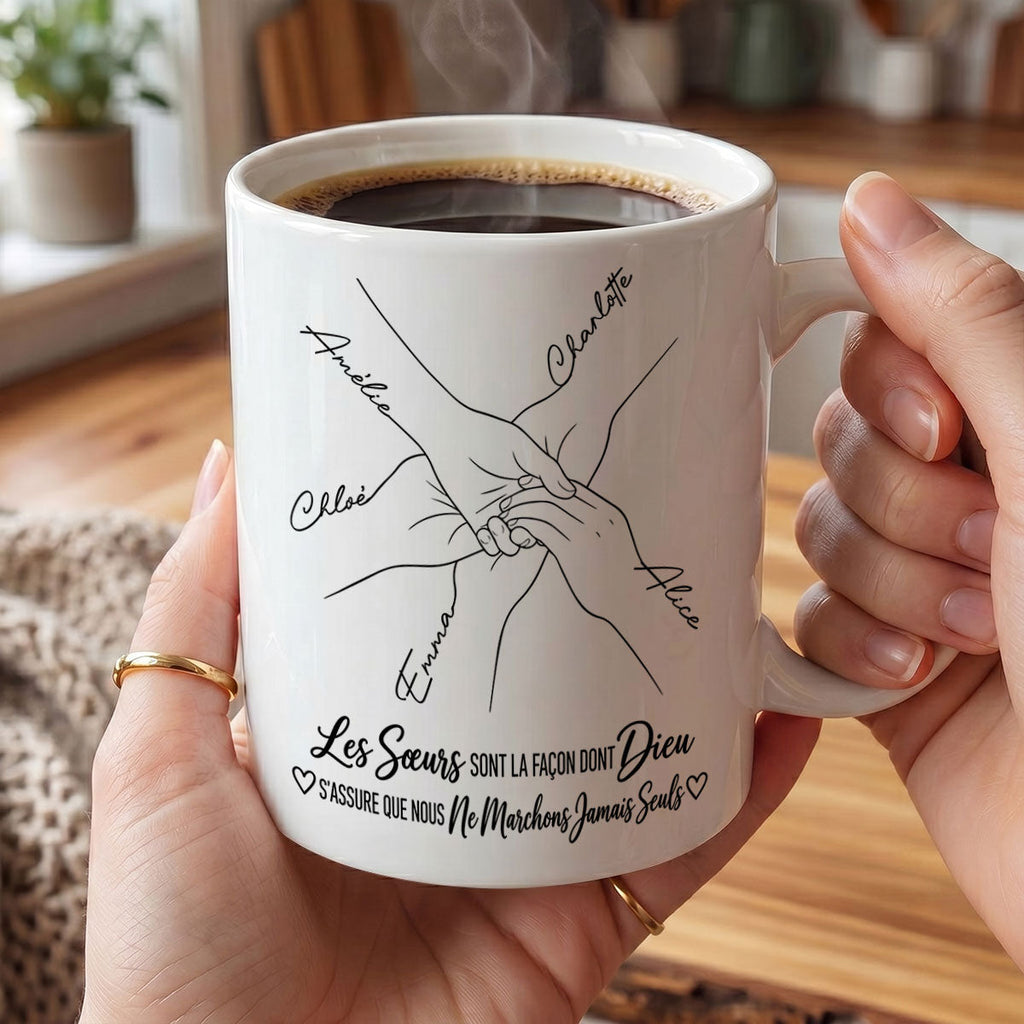 Les Sœurs Sont La Façon De Dieu | Personalized Ceramic Coffee Mug - 3