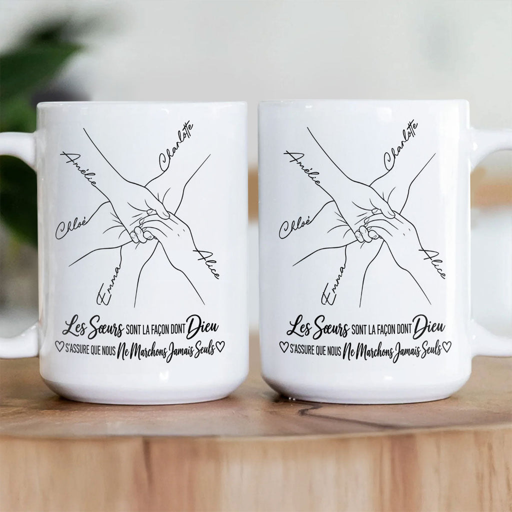 Les Sœurs Sont La Façon De Dieu | Personalized Ceramic Coffee Mug - 6