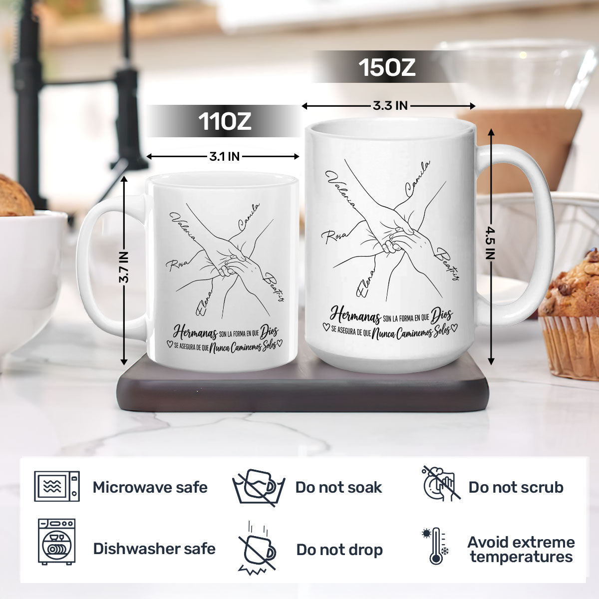 Hermanas Son La Forma De Dios | Personalized Ceramic Coffee Mug - 8